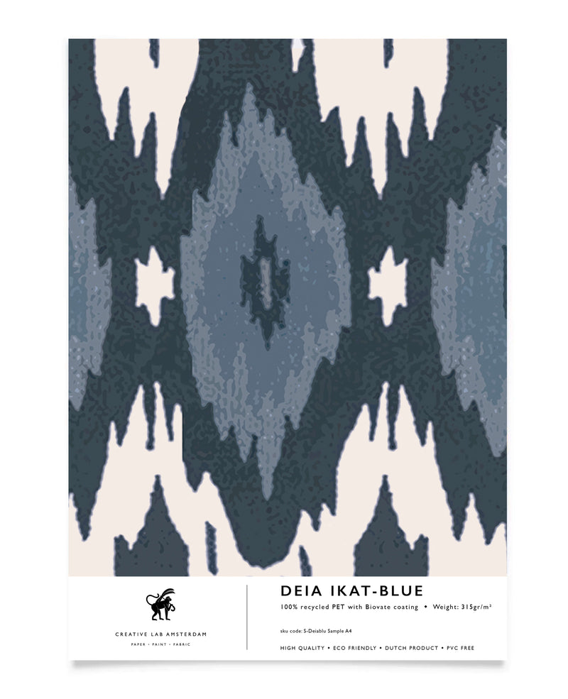 Deia Ikat Blue Wallpaper Sample