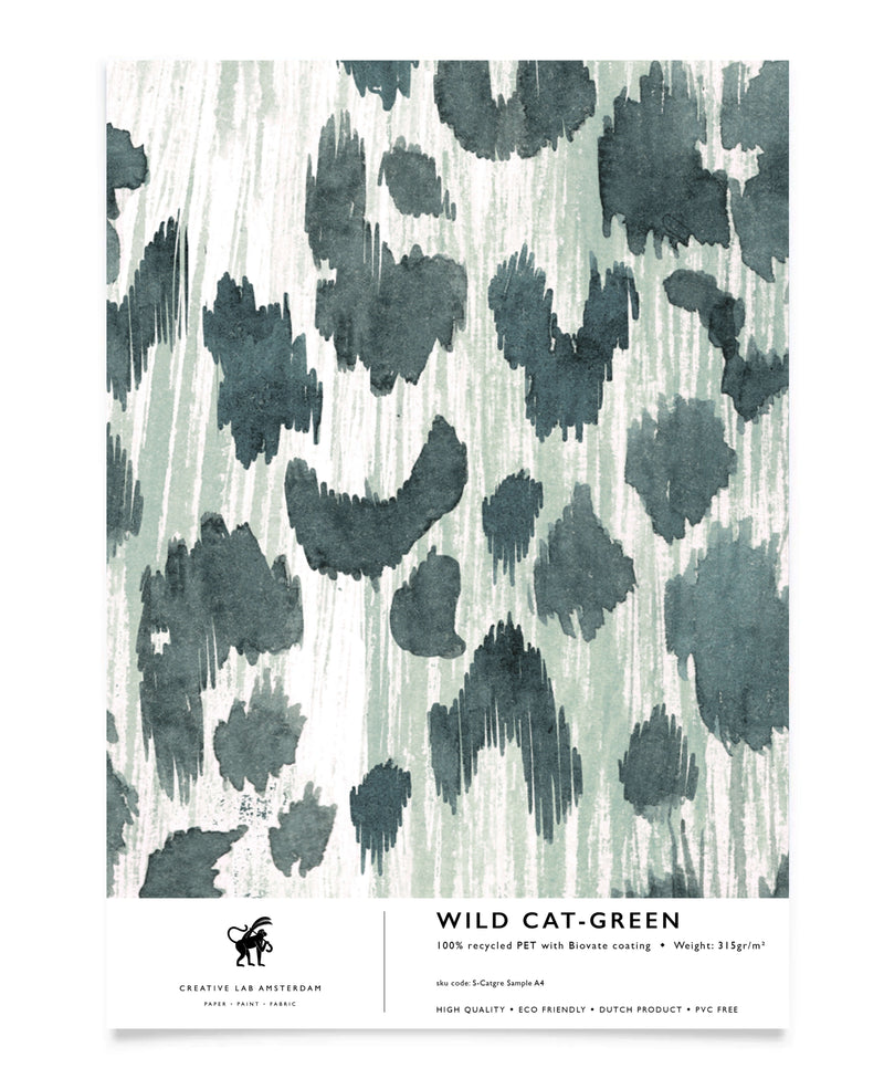 Wild Cat Green Behang Sample