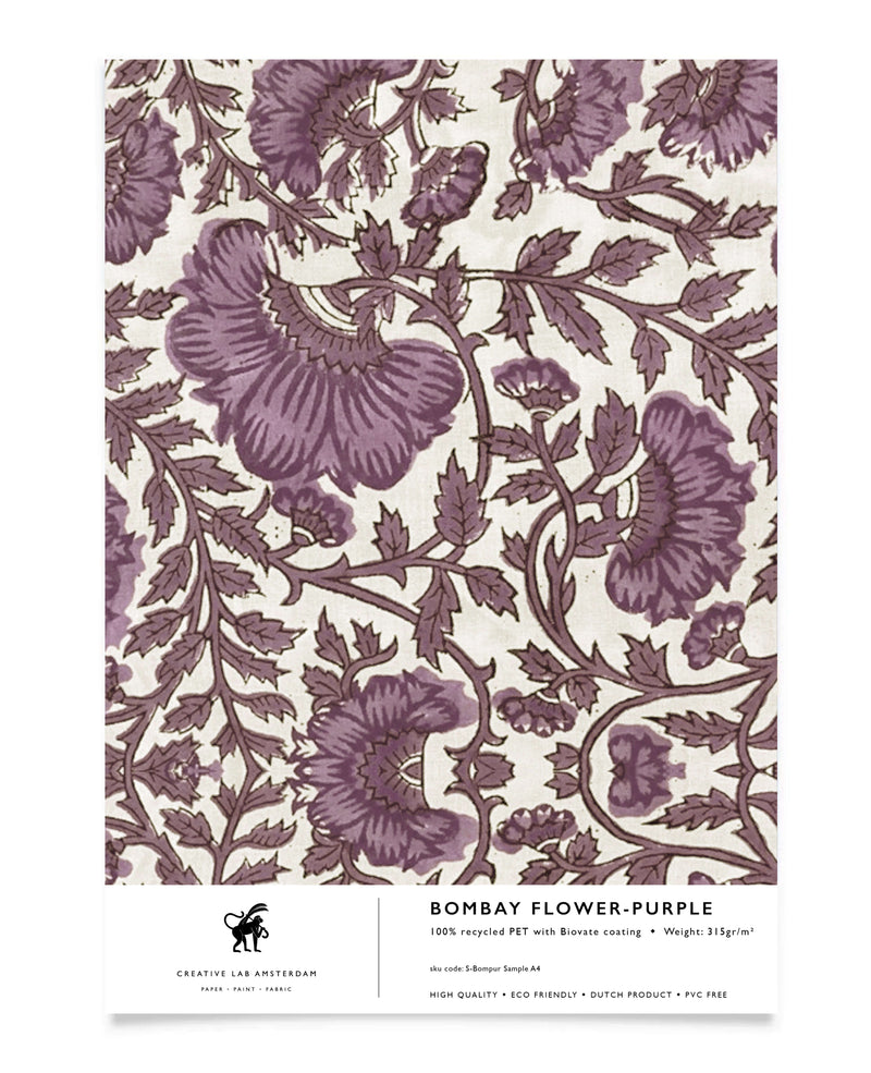 Bombay Flower Purple Behang Sample