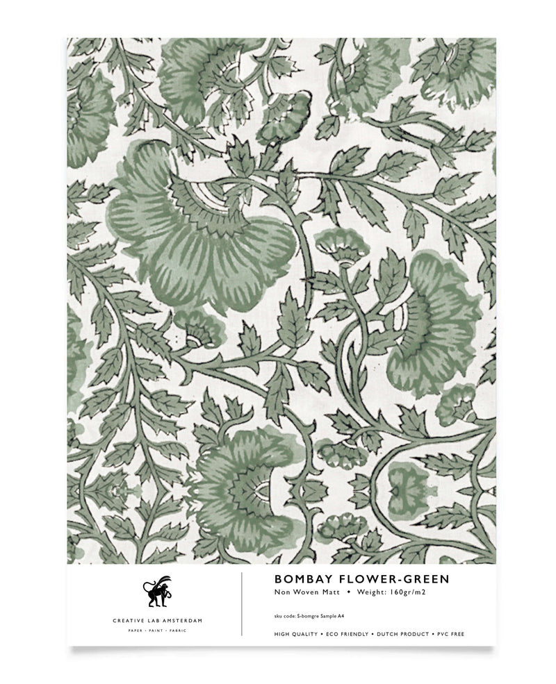 Bombay Flower Green Wallpaper Sample