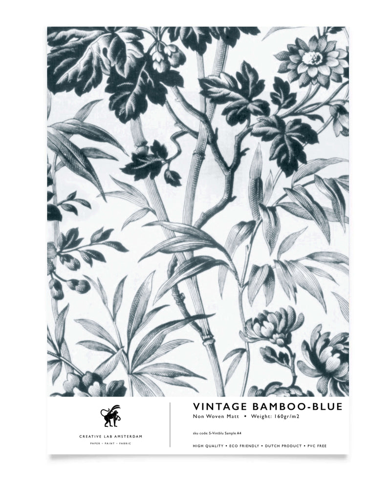 Vintage Bamboo Blue Behang Sample