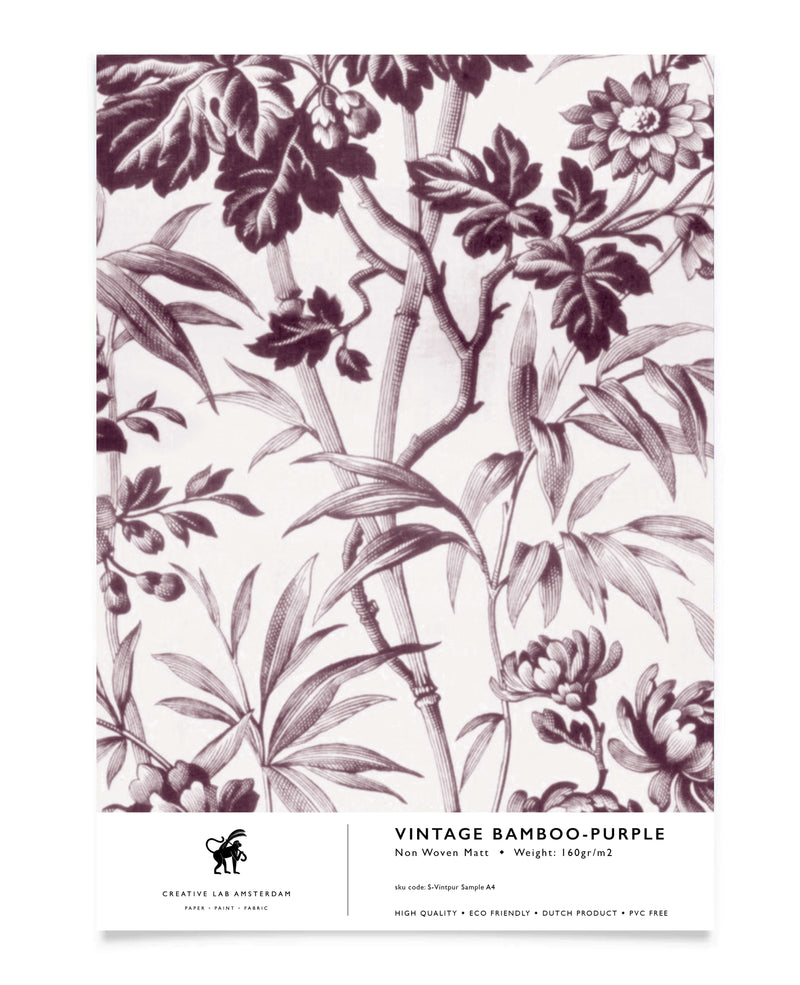 Vintage Bamboo Purple Wallpaper Sample