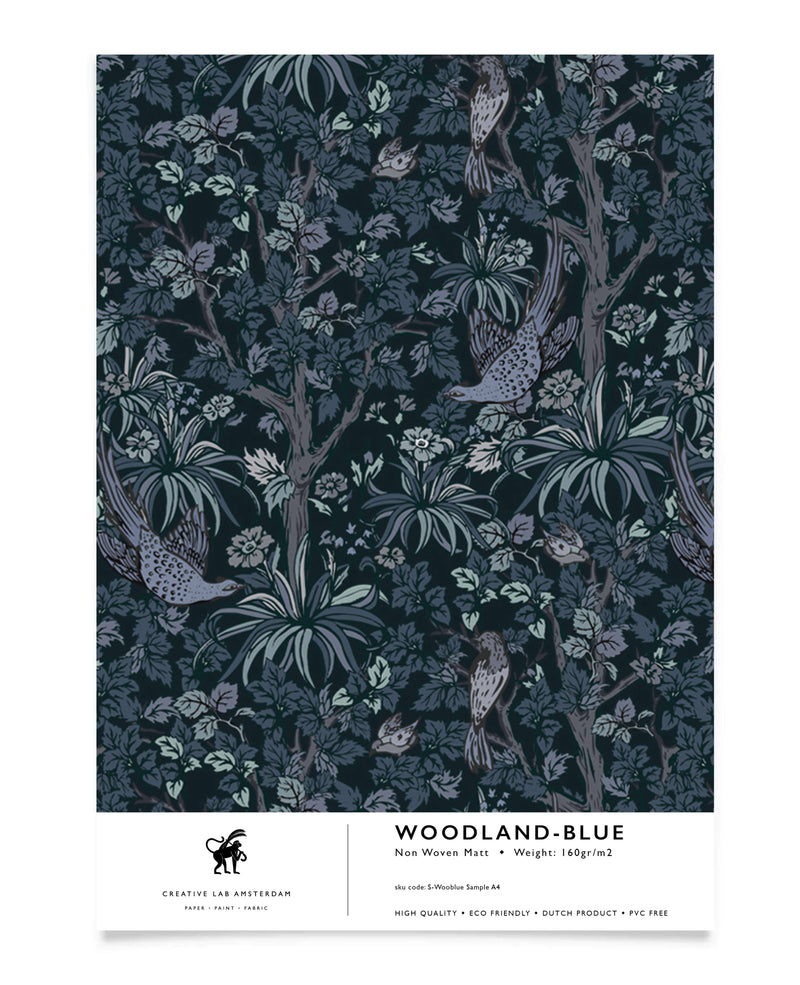 Woodland Blue Wallpaper Sample