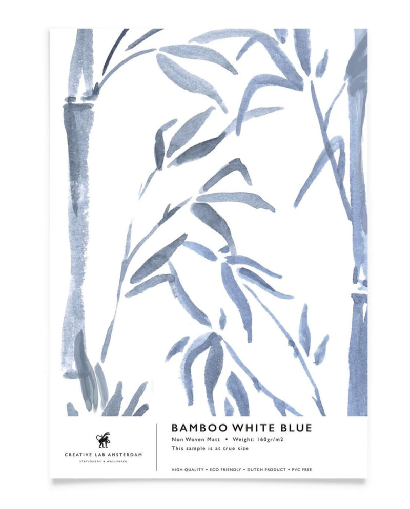 Creative Lab Amsterdam behang Bamboo White Blue wallpaper sample