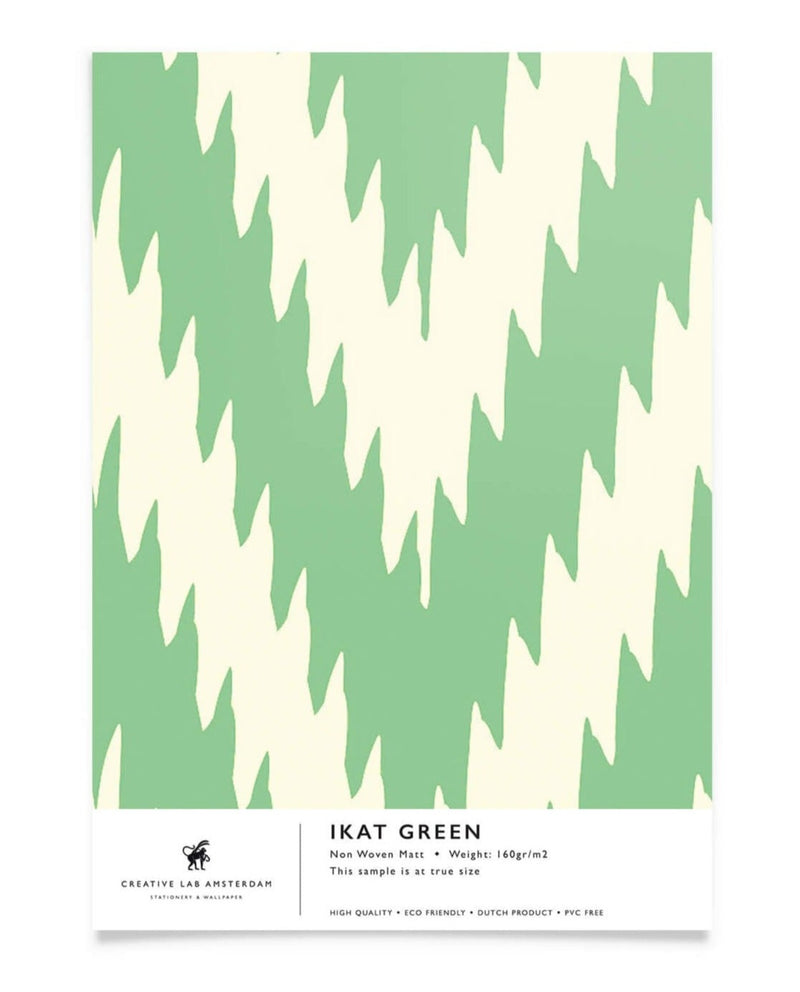 Creative Lab Amsterdam behang Ikat Green Wallpaper Sample
