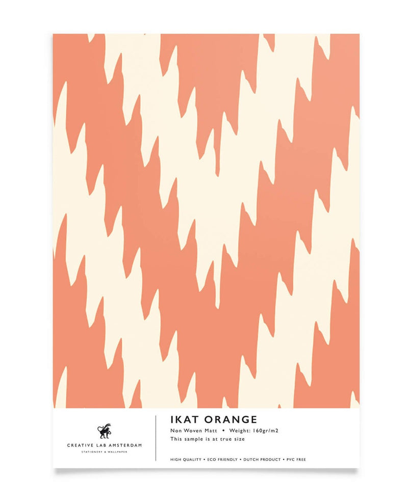 Creative Lab Amsterdam behang Ikat Orange Wallpaper sample