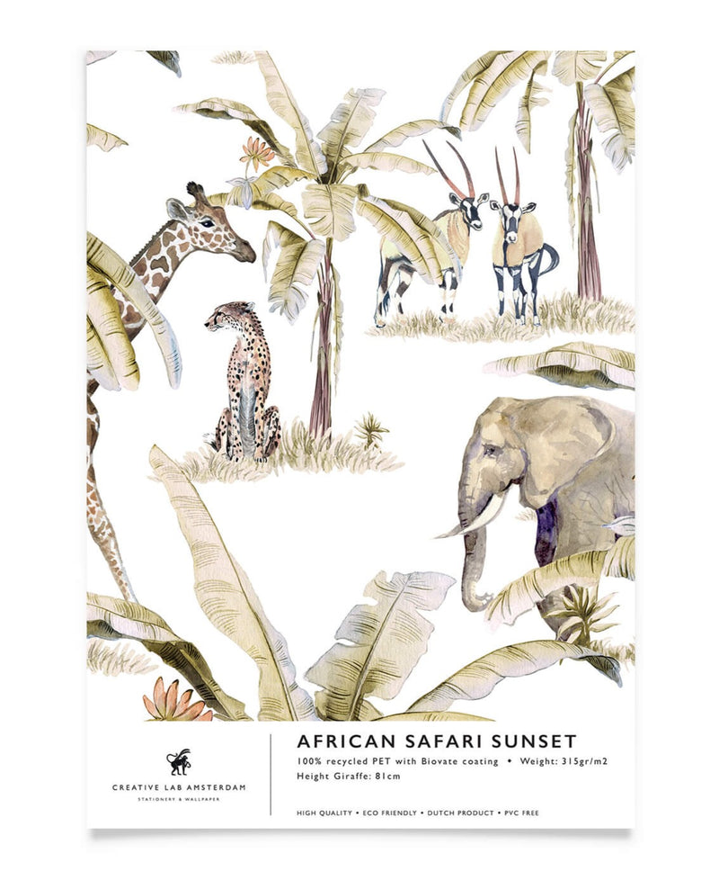 African Safari Sunset bathroom wallpaper sample