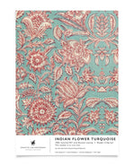 Creative Lab Amsterdam badkamer behang Indian Flower Turquoise bathroom wallpaper sample