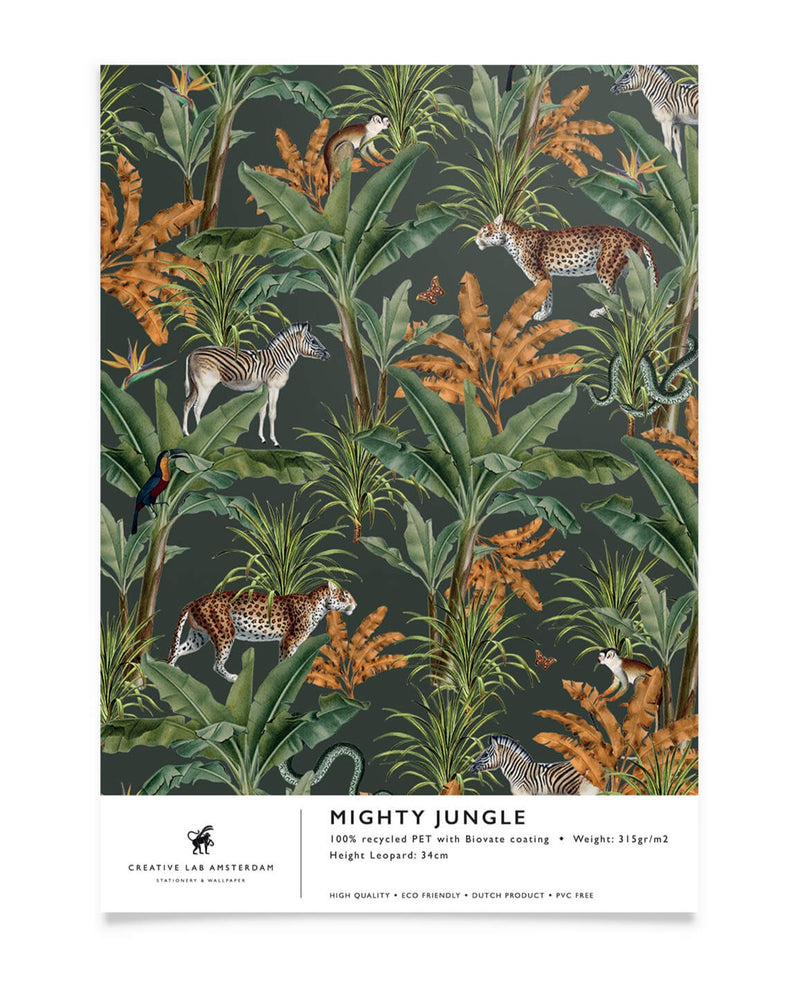 Mighty Jungle bathroom wallpaper sample by Creative Lab Amsterdam