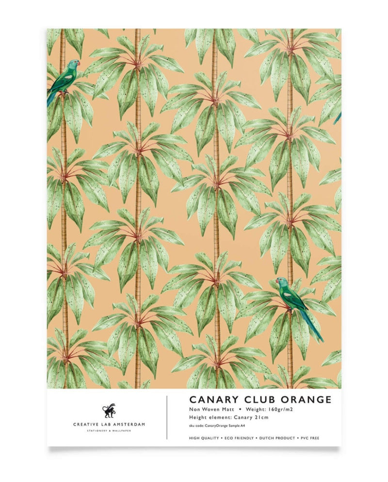 Creative Lab Amsterdam behang Canary Club Orange Wallpaper Sample