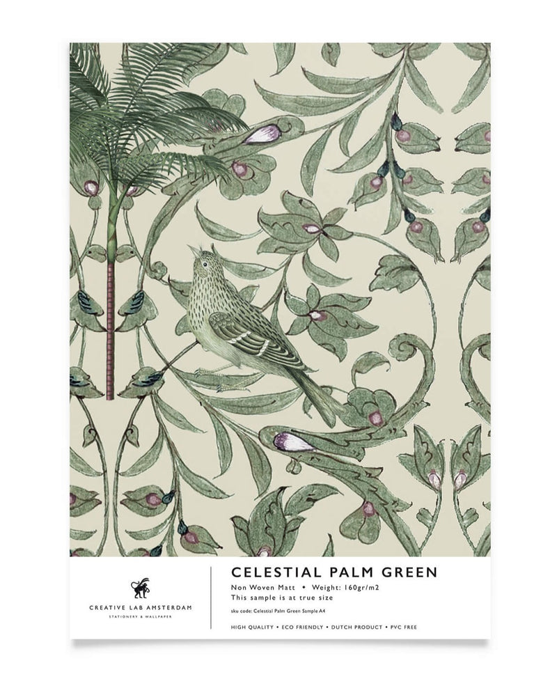Creative Lab Amsterdam behang Celestial Palm Green wallpaper sample