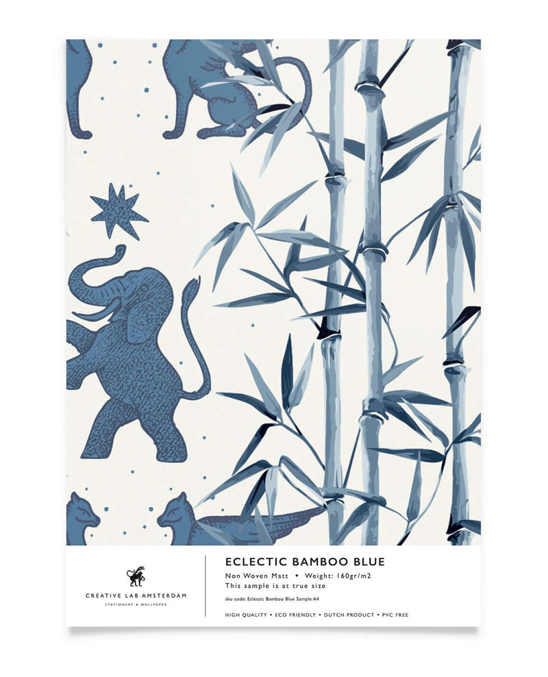 Creative Lab Amsterdam behang Eclectic Bamboo Blue wallpaper sample