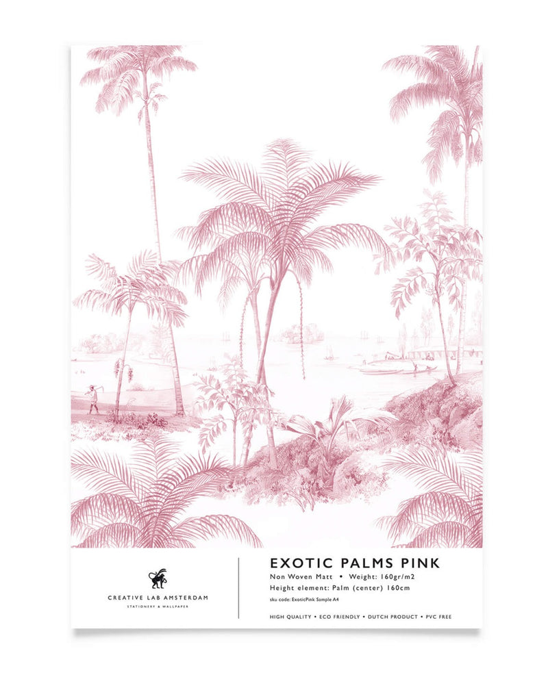 Creative Lab Amsterdam behang Exotic palms Pink Wallpaper sample