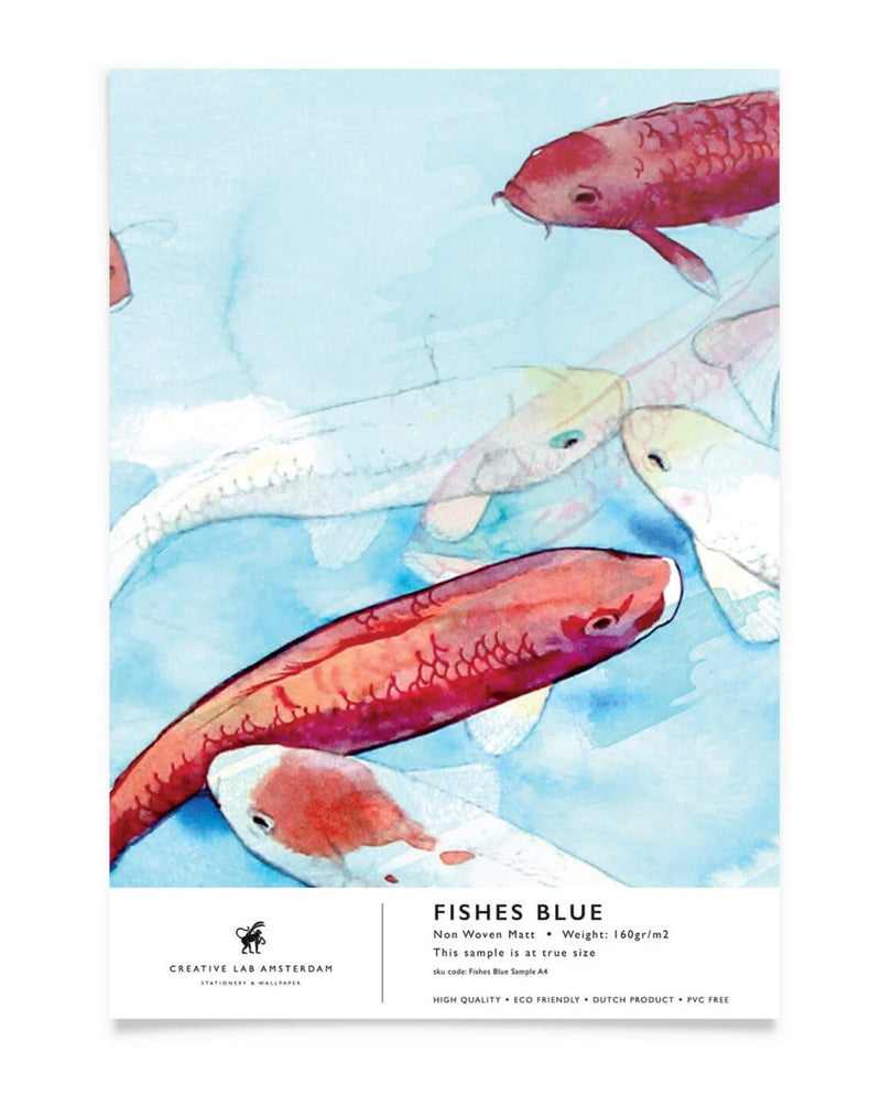 Creative Lab Amsterdam behang Fishes Blue wallpaper sample
