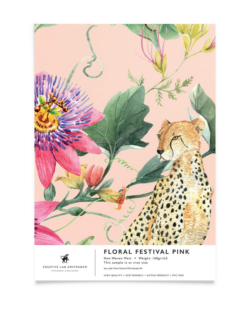 Creative Lab Amsterdam behang Floral Festival Pink wallpaper sample