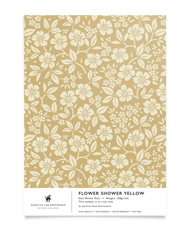 Creative Lab Amsterdam behang Flower Shower Yellow wallpaper sample
