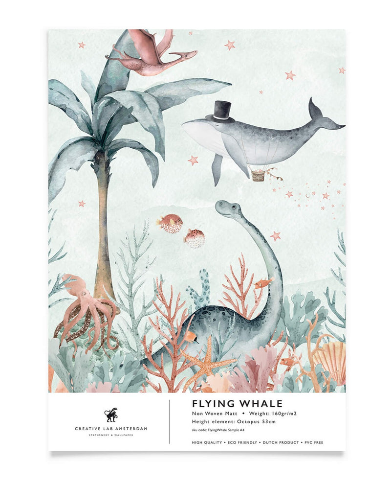 Creative Lab Amsterdam behang Flying Whale Wallpaper sample