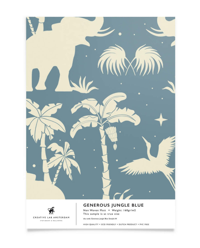 Creative Lab Amsterdam behang Generous Jungle Blue wallpaper sample