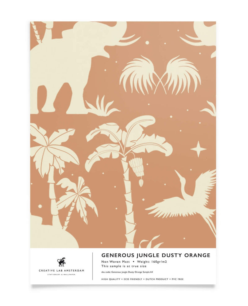 Creative Lab Amsterdam behang Generous Jungle Dusty Orange wallpaper sample