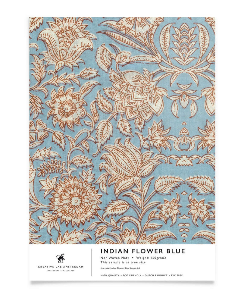 Creative Lab Amsterdam behang Indian Flower Blue wallpaper sample
