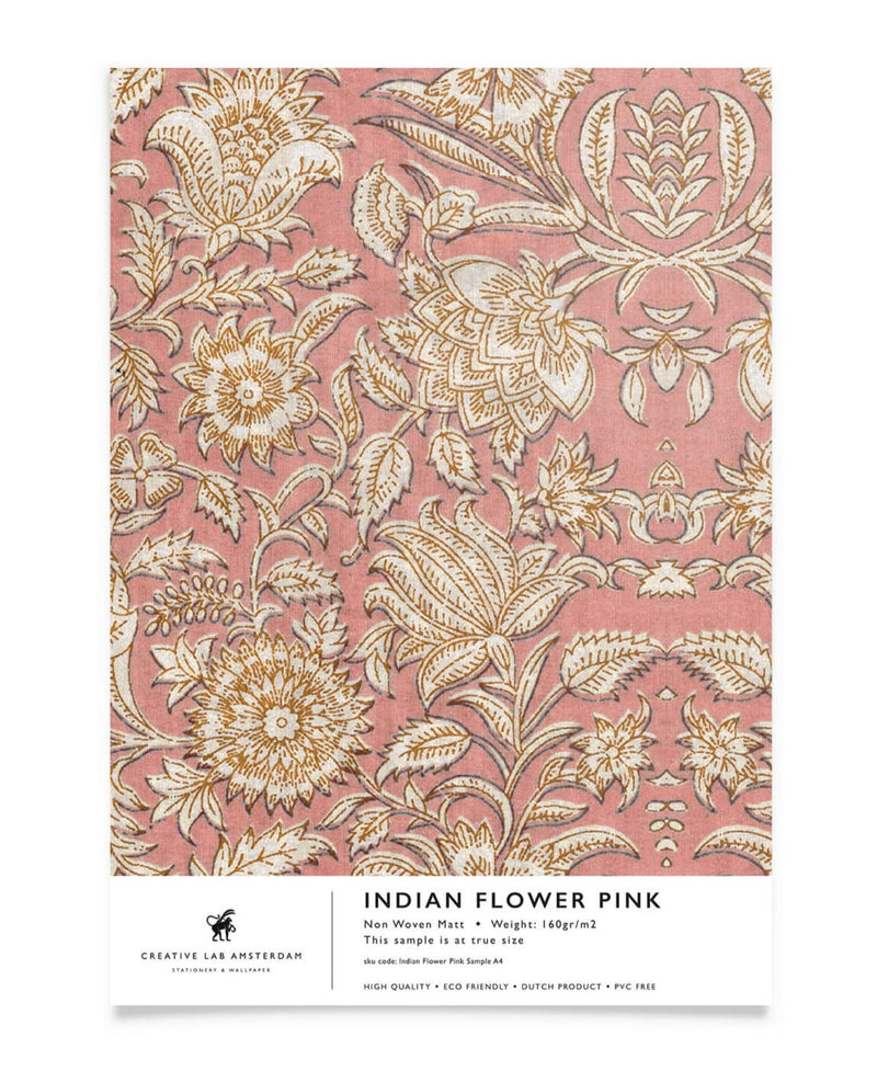 Creative Lab Amsterdam behang Indian Flower Pink wallpaper sample