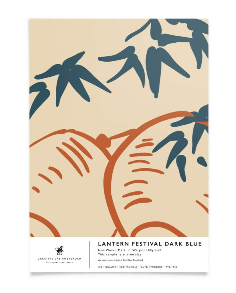 Creative Lab Amsterdam behang Lantern Festival Dark Blue wallpaper sample