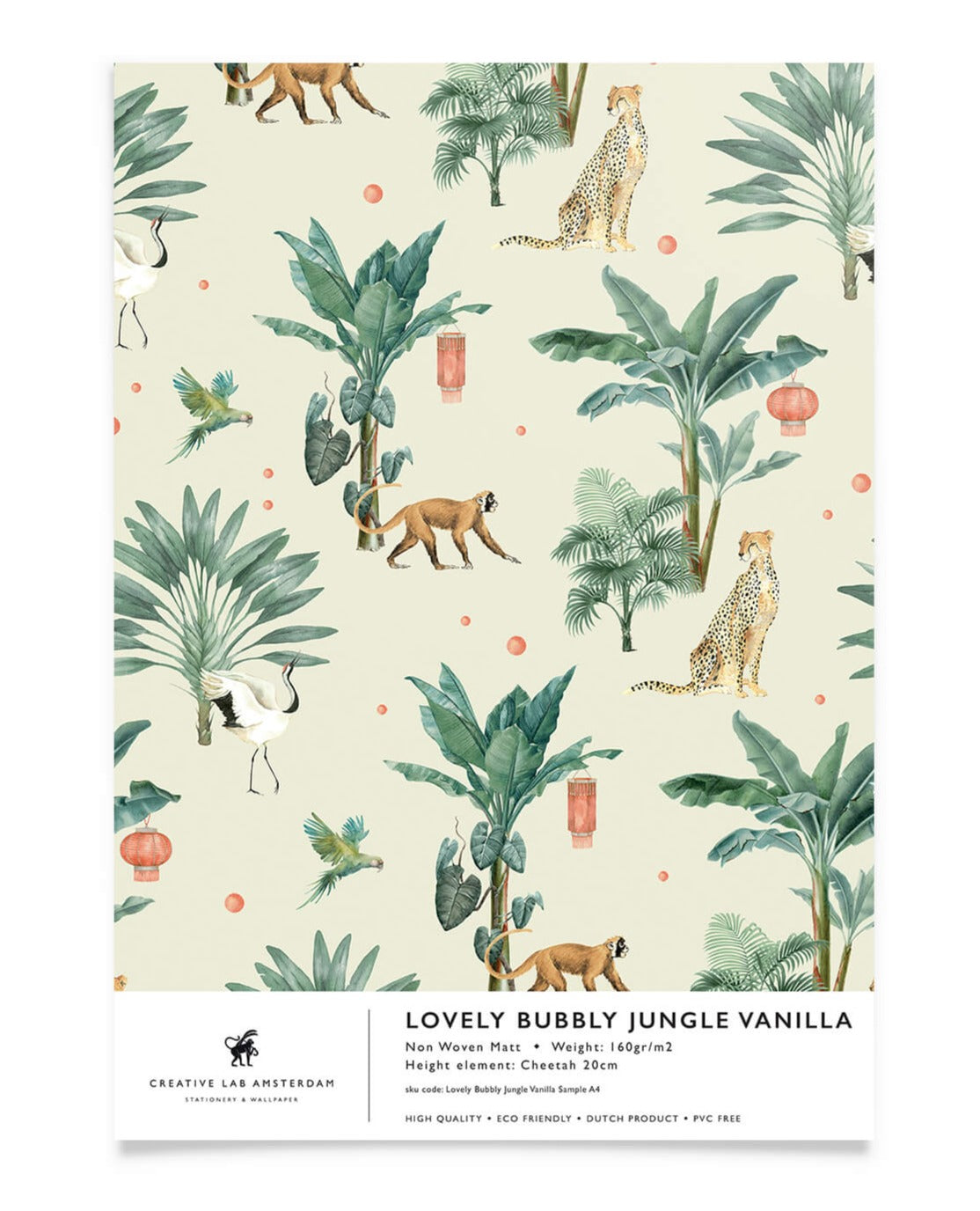 Creative Lab Amsterdam behang Lovely Bubbly Jungle Vanilla wallpaper sample