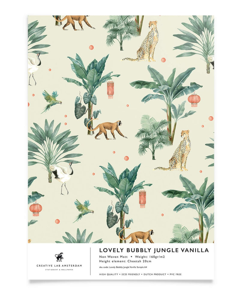 Creative Lab Amsterdam behang Lovely Bubbly Jungle Vanilla wallpaper sample