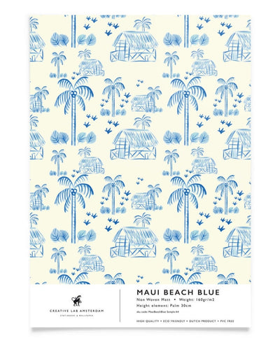 Creative Lab Amsterdam behang Maui Beach Blue Wallpaper Sample