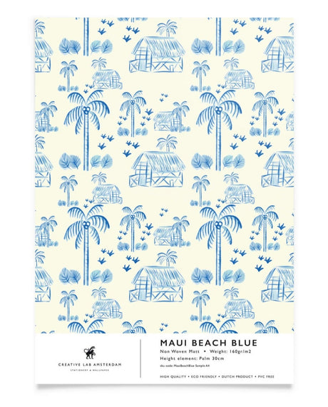 Creative Lab Amsterdam behang Maui Beach Blue Wallpaper Sample