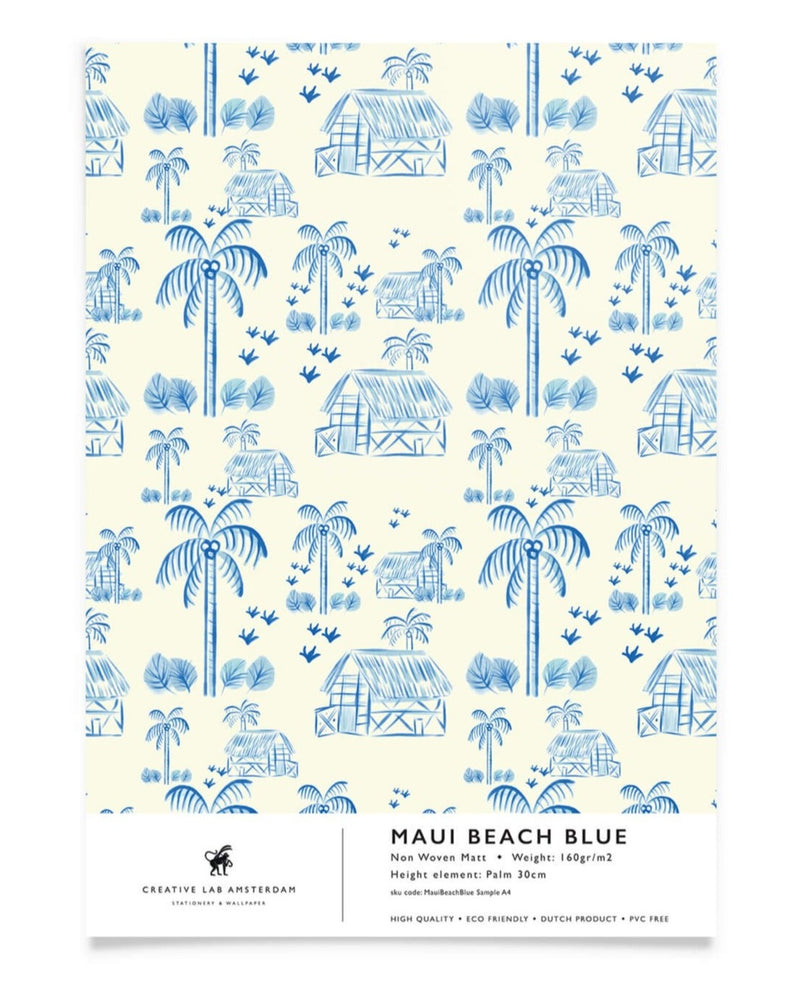Creative Lab Amsterdam behang Maui Beach Blue Wallpaper Sample