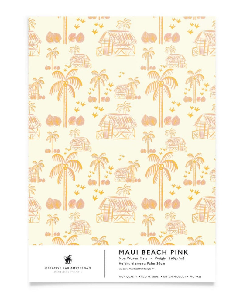 Creative Lab Amsterdam behang Maui Beach Pink Wallpaper Sample