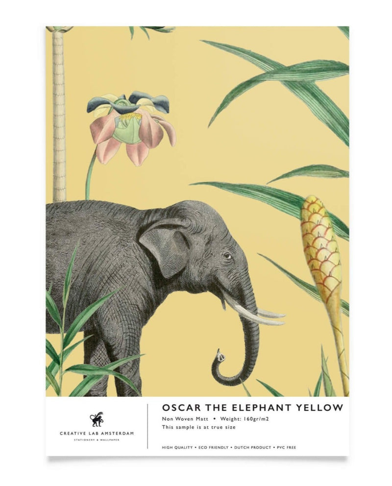 Creative Lab Amsterdam behang Oscar the Elephant Yellow wallpaper sample