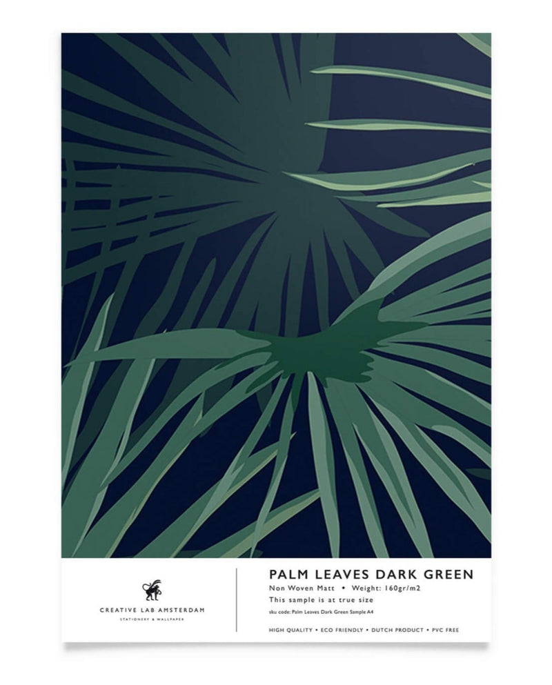 Creative Lab Amsterdam behang Palm Leaves Dark Green wallpaper sample