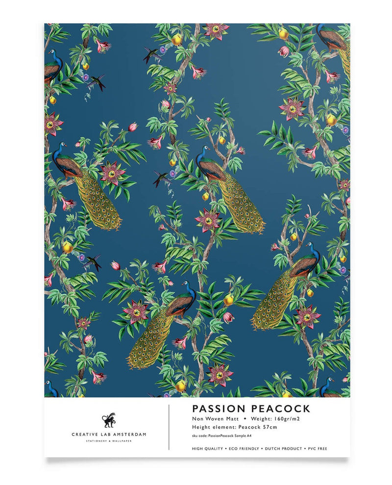 Creative Lab Amsterdam behang Passion Peacock Wallpaper sample
