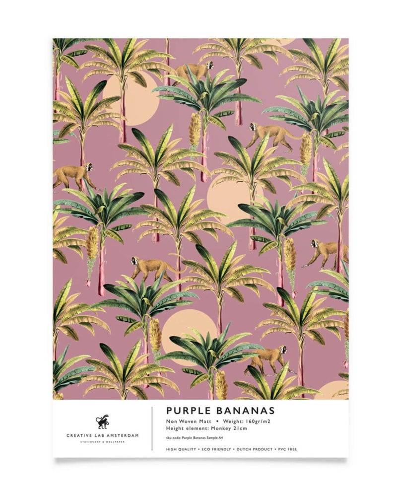 Creative Lab Amsterdam behang Purple Bananas wallpaper sample