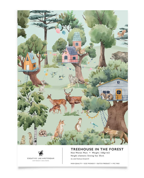 Creative Lab Amsterdam behang Treehouse in the Forest Wallpaper sample