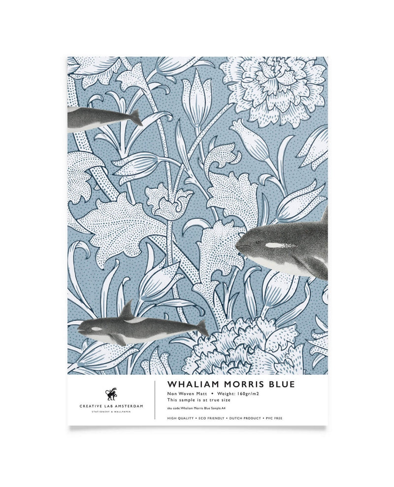 Creative Lab Amsterdam behang Whaliam Morris Blue wallpaper sample
