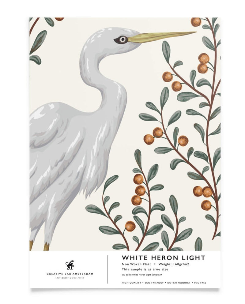 Creative Lab Amsterdam behang White Heron Light wallpaper sample