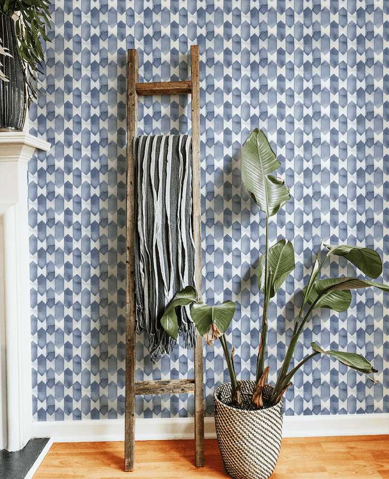 Creative Lab Amsterdam wallpaper Watercolour Checked Blue behang