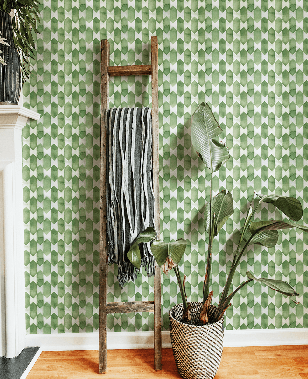 Creative Lab Amsterdam wallpaper Watercolour Checked Green behang