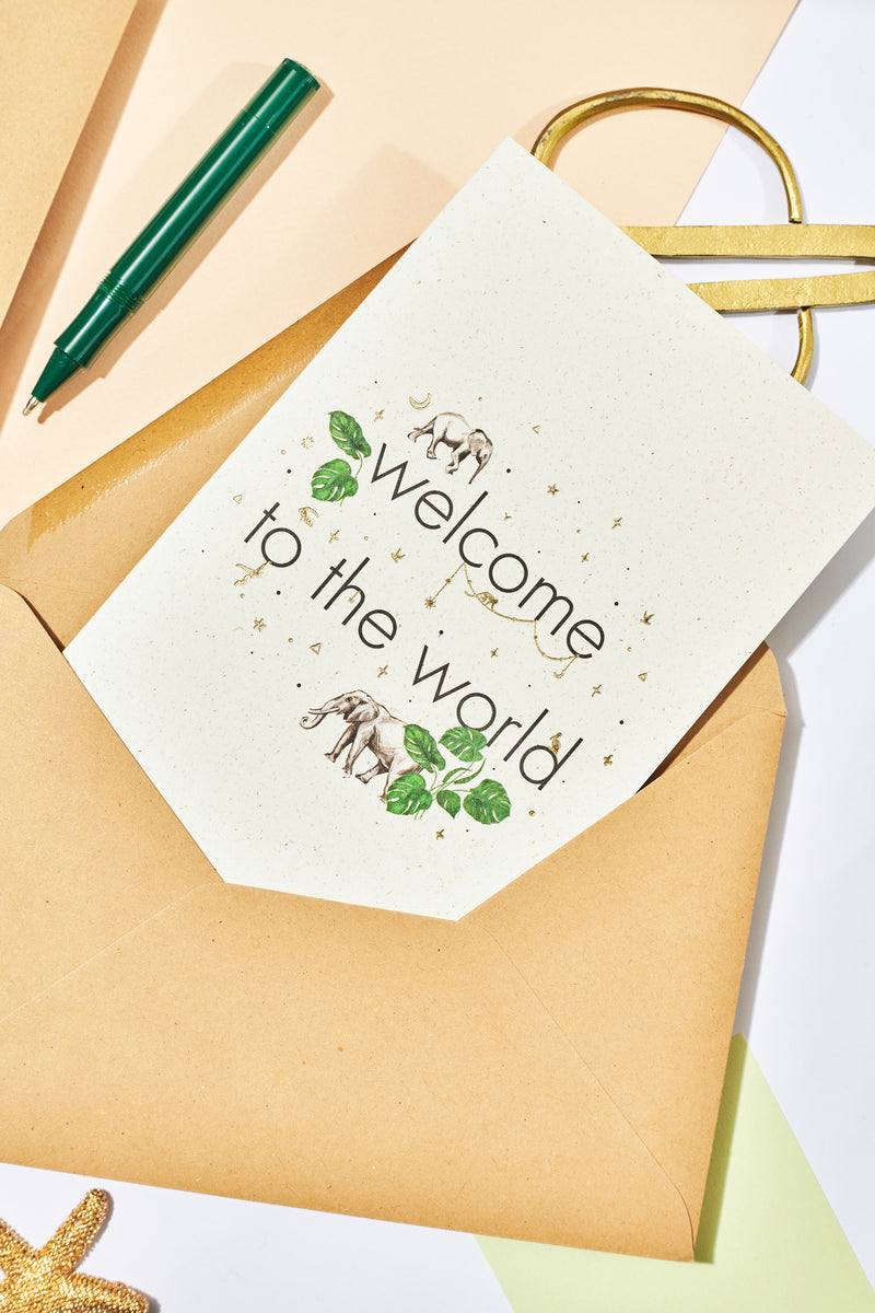 Creative Lab Amsterdam Elephant Grass Greeting Card - Welcome to the World