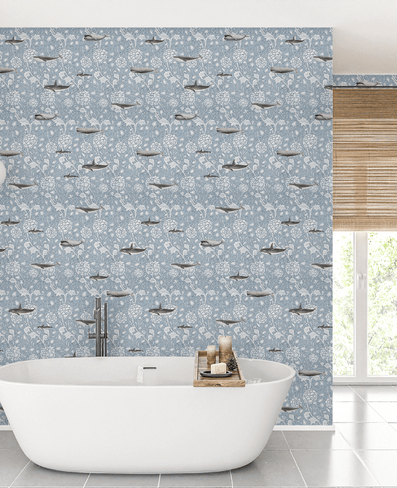 Creative Lab Amsterdam badkamer behang Whaliam Morris Blue bathroom Wallpaper