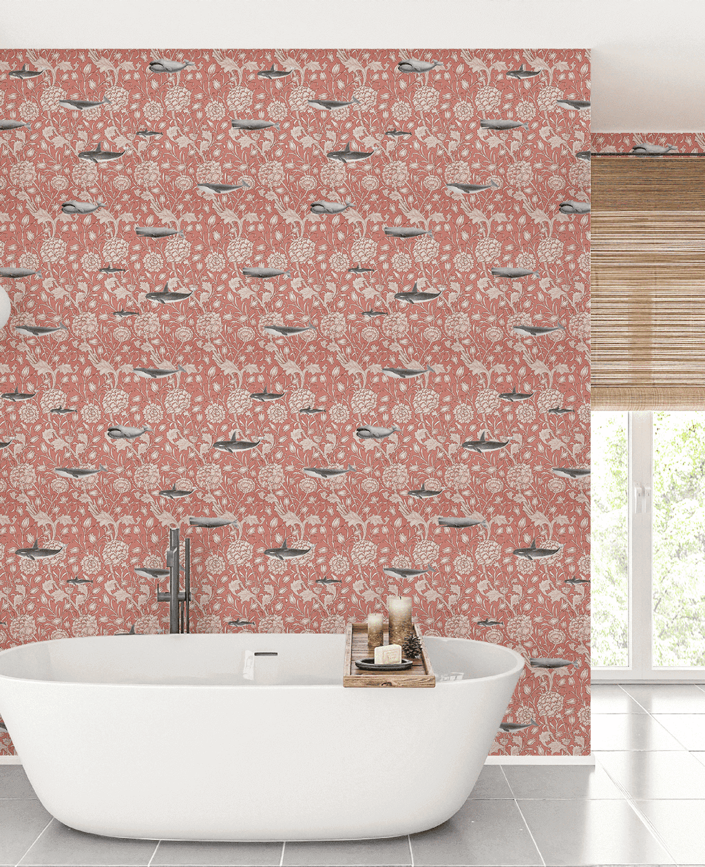 Creative Lab Amsterdam badkamer behang Whaliam Morris Coral bathroom Wallpaper