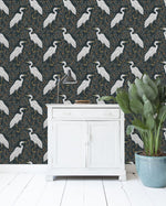 Creative Lab Amsterdam behang White Heron Wallpaper Dark