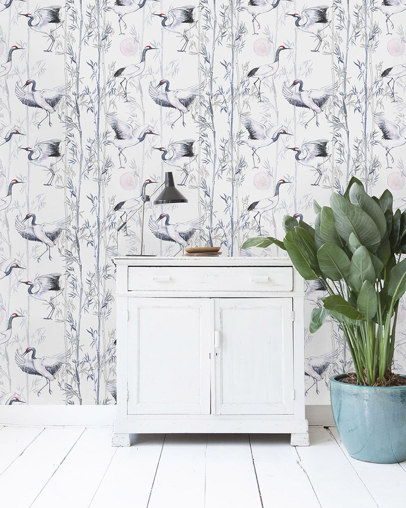 Creative Lab Amsterdam behang Crane White Wallpaper