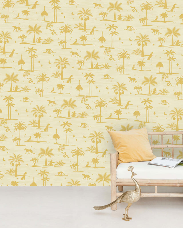 Creative Lab Amsterdam behang Jungle Silhouette Yellow Wallpaper