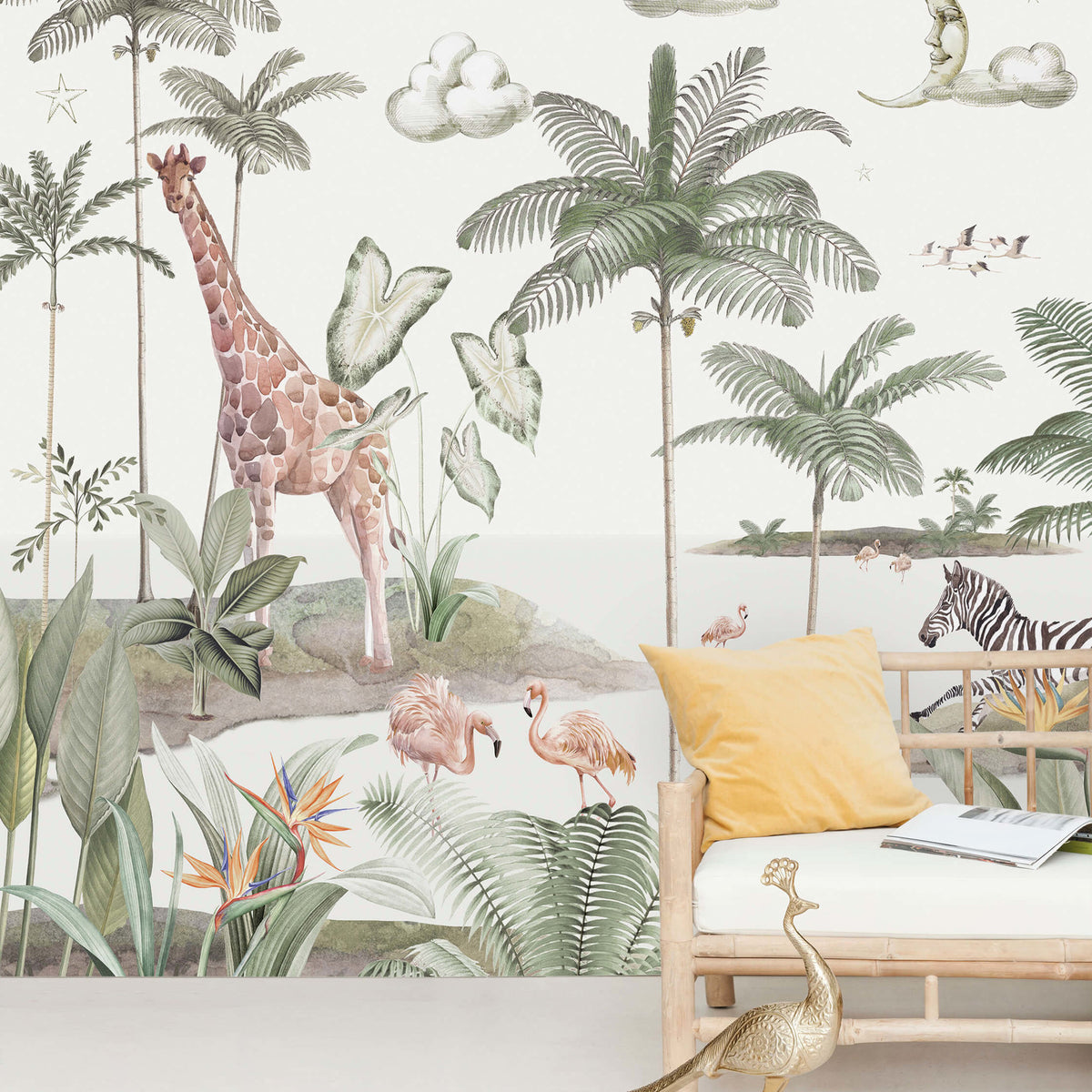 Smiling Jungle Moon Behang