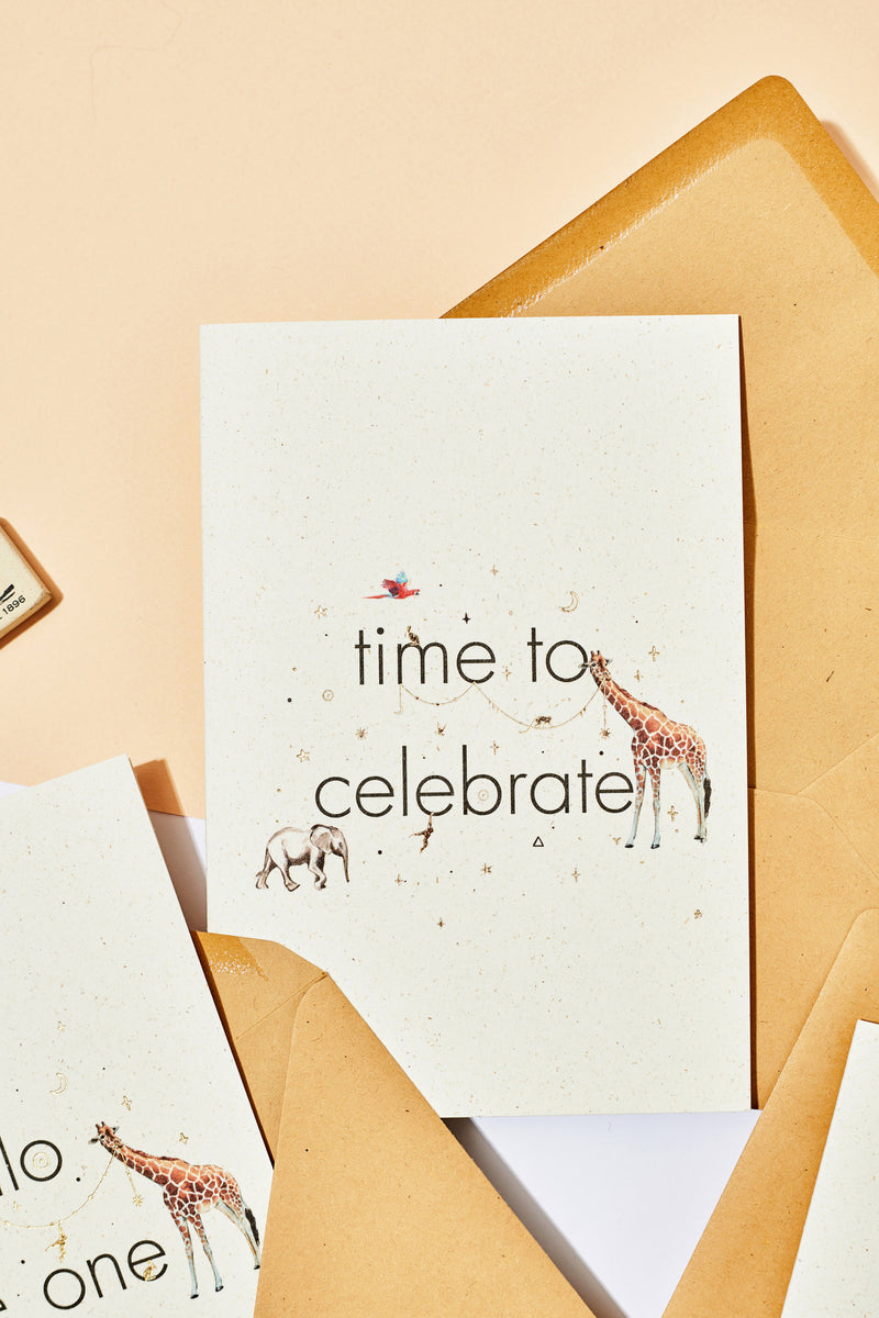 Creative Lab Amsterdam Elephant Grass Greeting Card - Time to Celebrate
