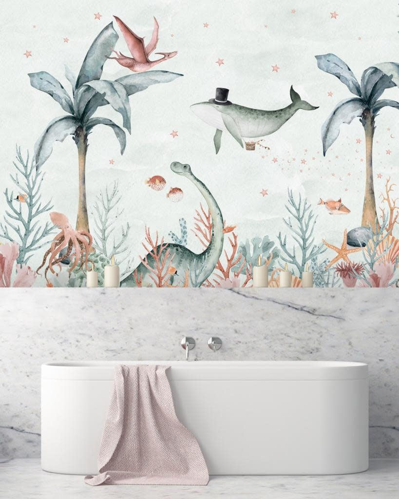 Creative Lab Amsterdam badkamer behang Flying Whale bathroom Wallpaper